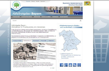 Screenshot der Website Abfallratgeber